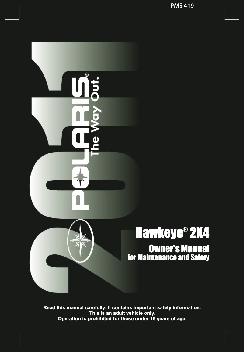 Page 1 de la notice Manuel utilisateur Polaris Hawkeye 2x4 (2011)