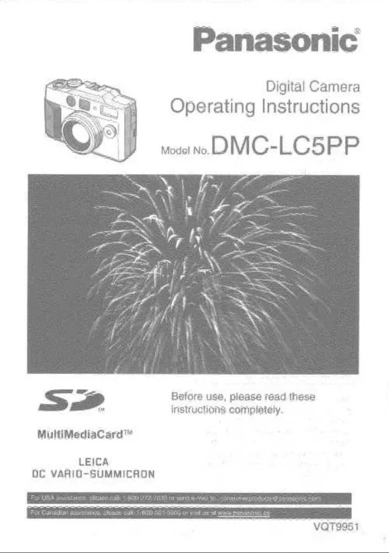 Página 1 del manual Manual de usuario Panasonic Lumix DMC-LC5PP