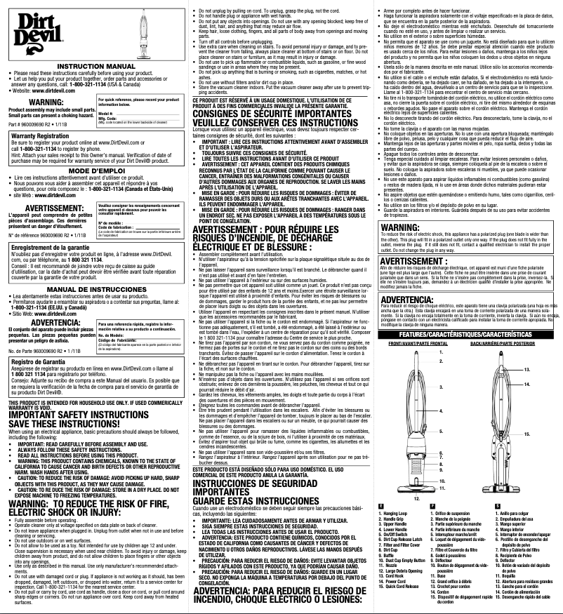 Página 1 del manual Manual de usuario Dirt Devil Power Air
