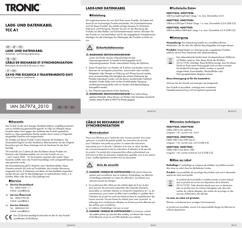 Image de la première page du manuel de l'appareil TCC A1