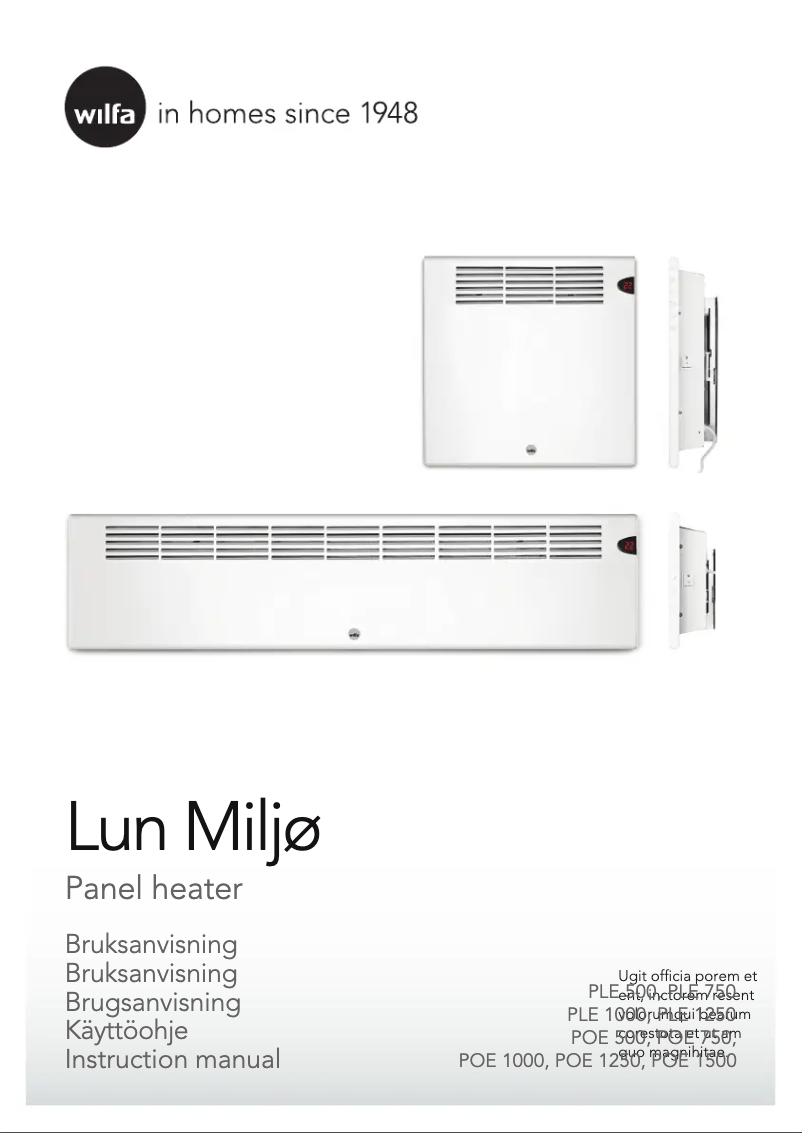 Page n°1 - Manuel utilisateur Wilfa Lun Miljø POE-1250