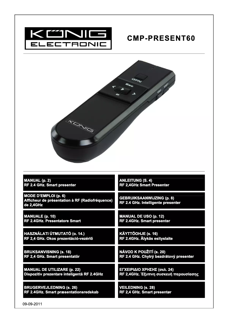 Page 1 de la notice Manuel utilisateur Konig CMP-PRESENT60