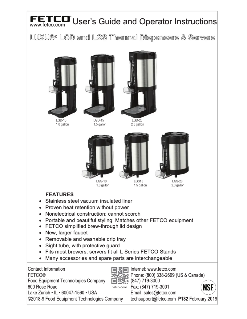 Page n°1 - Manuel utilisateur Fetco Luxus LGD-10