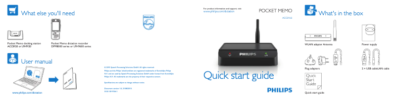 Page 1 de la notice Manuel utilisateur Philips PocketMemo ACC8160