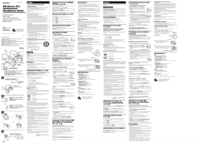 Page n°1 - Manuel utilisateur Sony SRF-MQ11