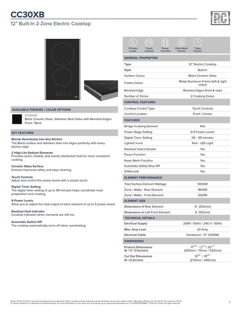 Image de la première page du manuel de l'appareil CC30XB