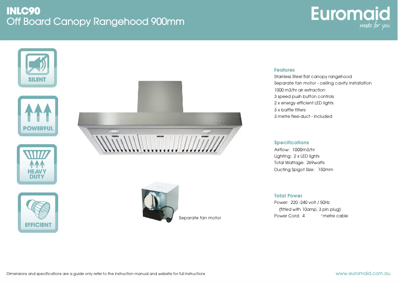 Page 1 de la notice Fiche technique Euromaid INLC90