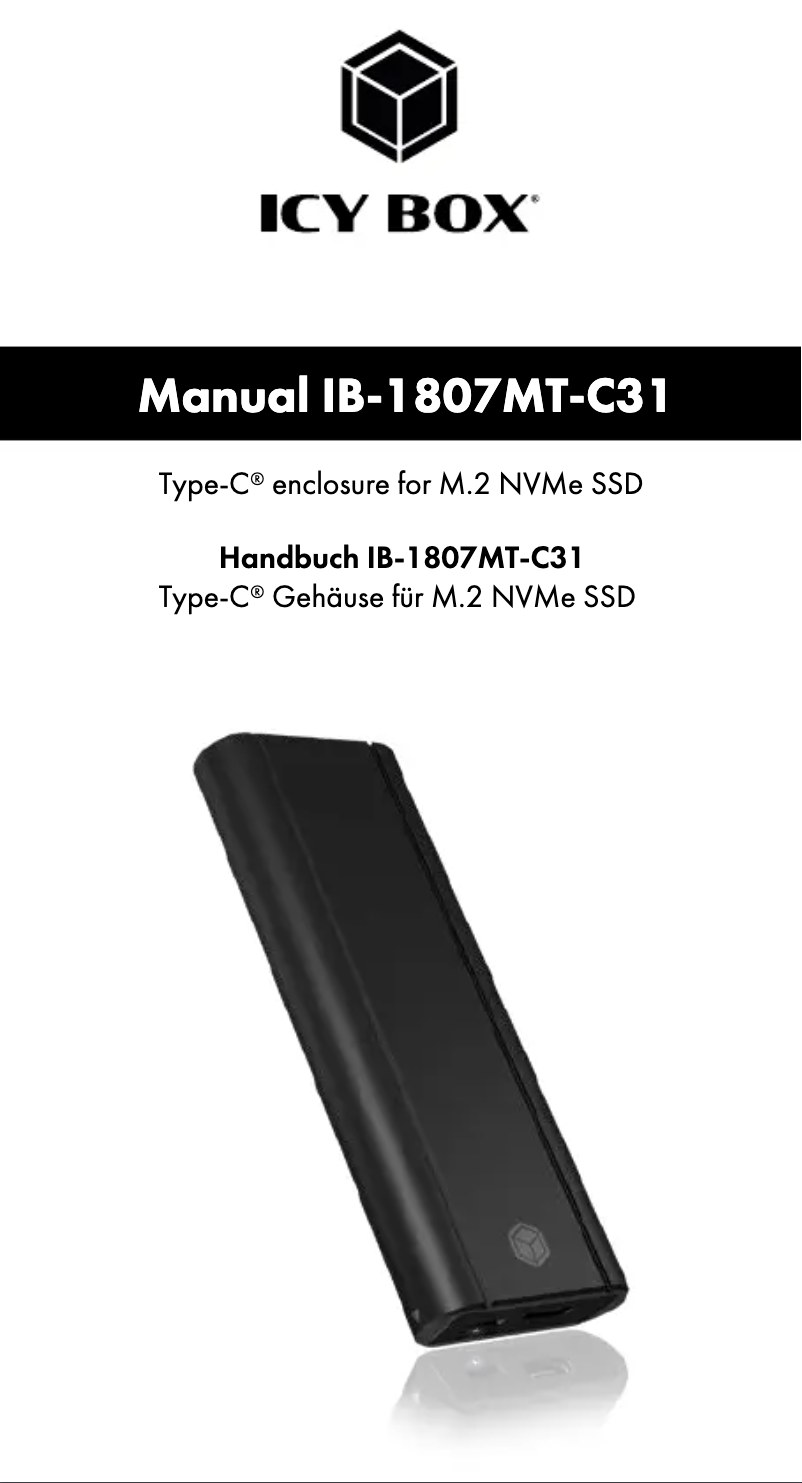 Page 1 de la notice Manuel utilisateur Icy Box IB-1807MT-C31