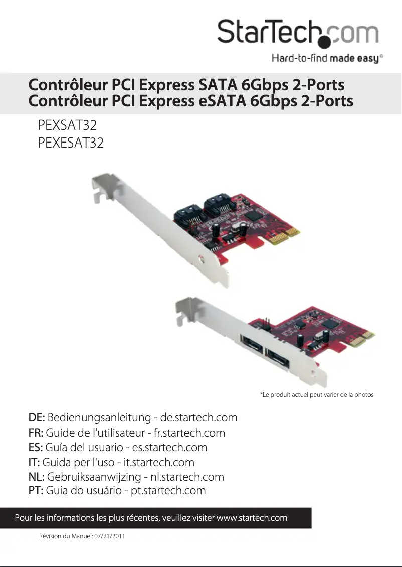 Page n°1 - Manuel utilisateur StarTech.com PEXESAT32