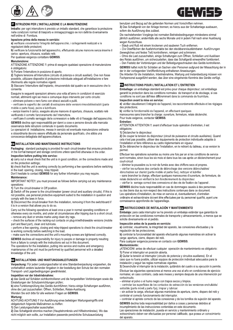 Page 1 de la notice Manuel utilisateur Gewiss GWD8046