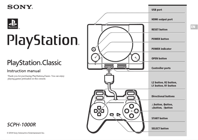 Image de la première page du manuel de l'appareil Playstation Classic