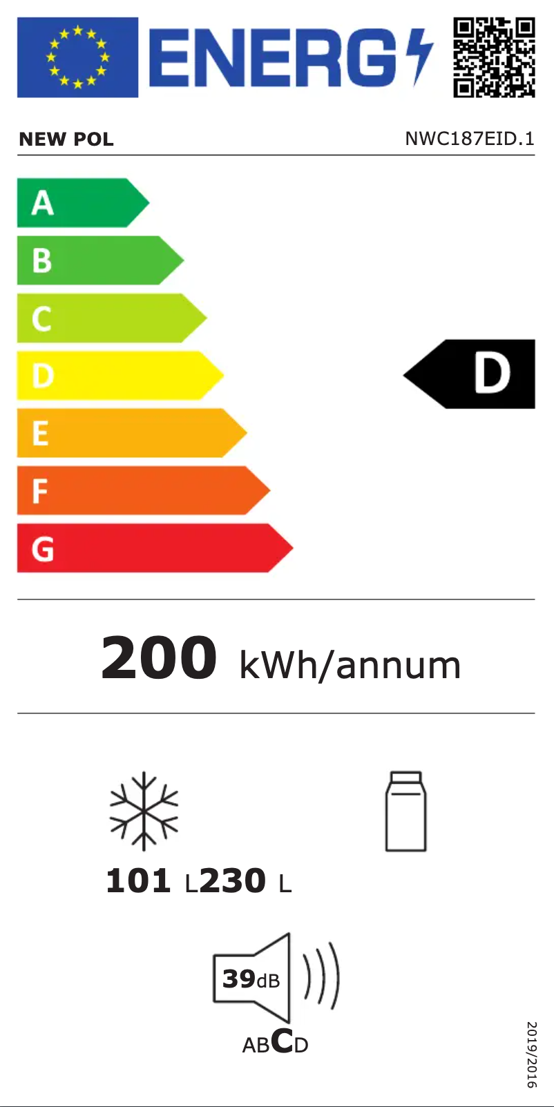Page n°1 - Label énergétique New Pol NWC187EID.1