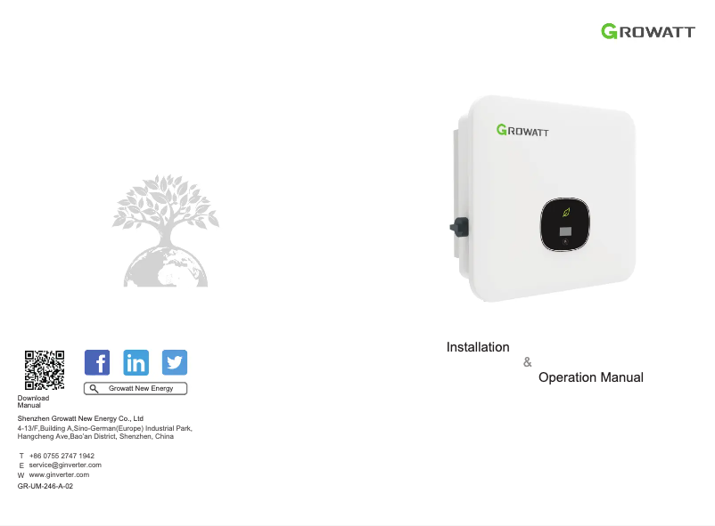 Page n°1 - Manuel utilisateur Growatt MOD 3000TL3-XH