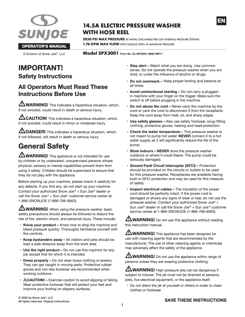 Image de la première page du manuel de l'appareil SPX3001