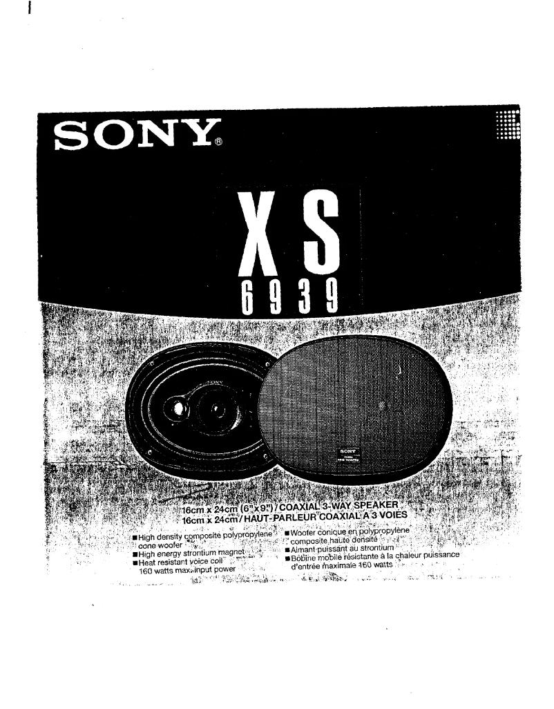 Page 1 de la notice Guide d'installation Sony XS-6939