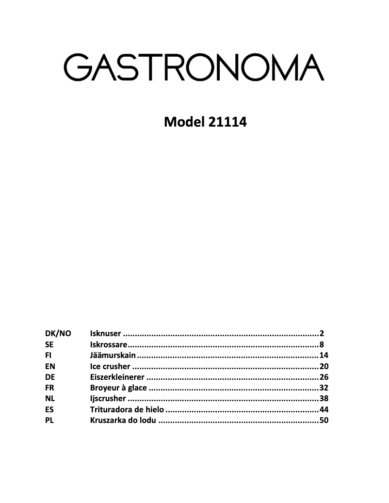 Página 1 del manual Manual de usuario Trebs Ice Crusher 21114