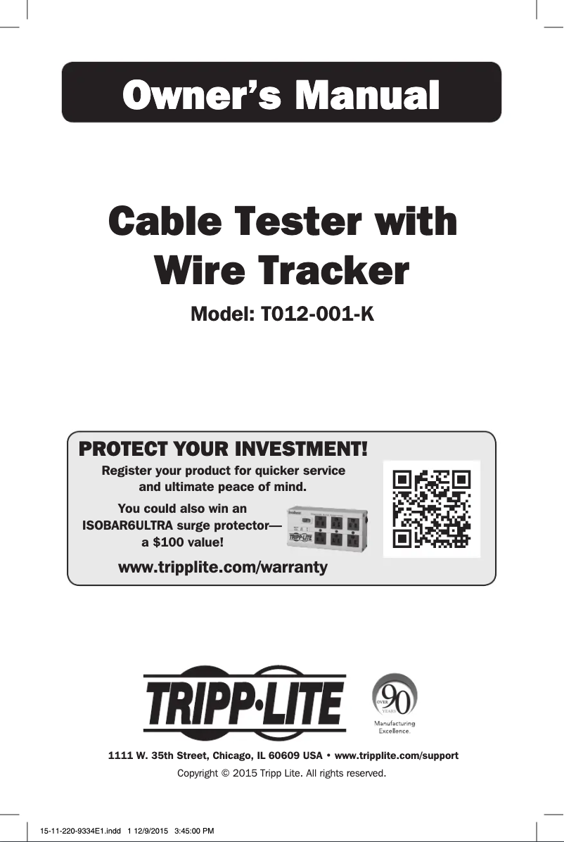 Página 1 del manual Manual de usuario Tripp Lite T012-001-K