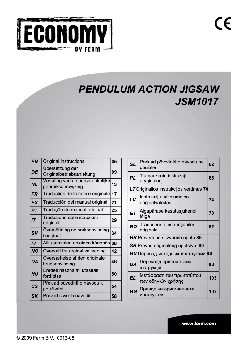 Page n°1 - Manuel utilisateur Ferm JSM1017
