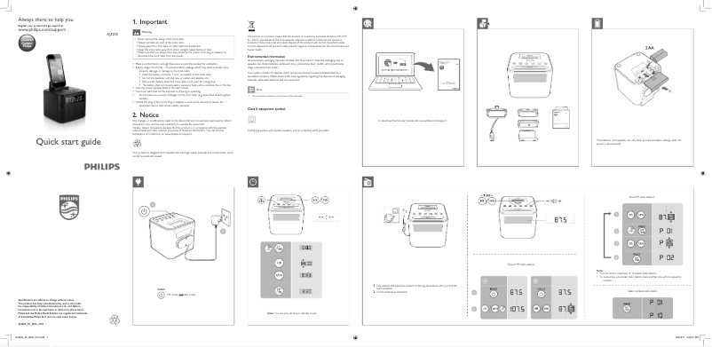 Page 1 de la notice Guide de démarrage rapide Philips AJ3200