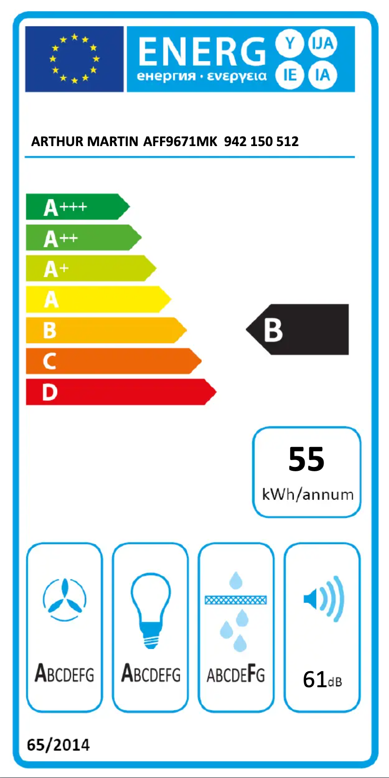 Page n°1 - Label énergétique Electrolux AFF9671MK