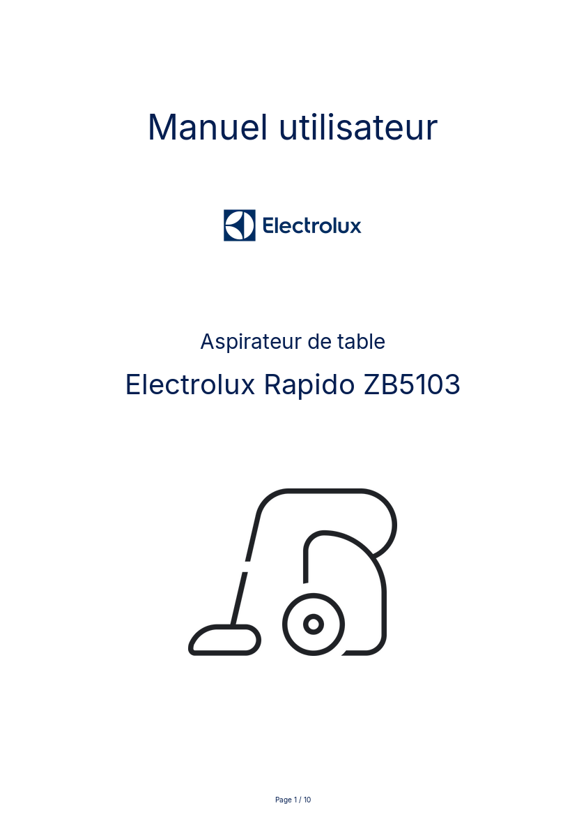 Image de la première page du manuel de l'appareil Rapido ZB5103