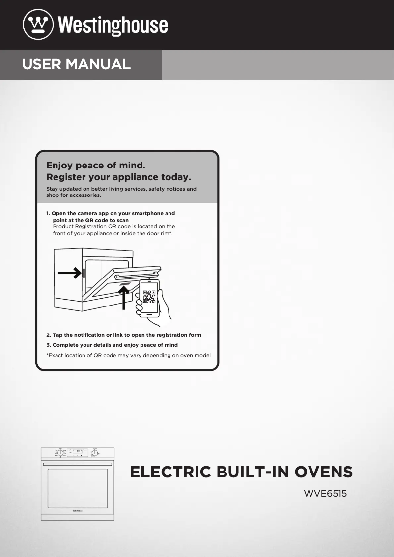 Page n°1 - Manuel utilisateur Westinghouse WVE6515SD