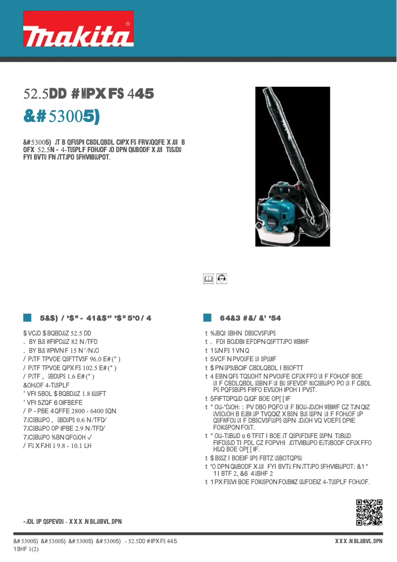 Page 1 de la notice Fiche technique Makita EB5300TH