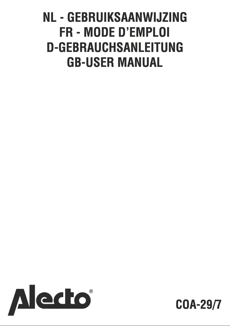 Image de la première page du manuel de l'appareil COA-29/7