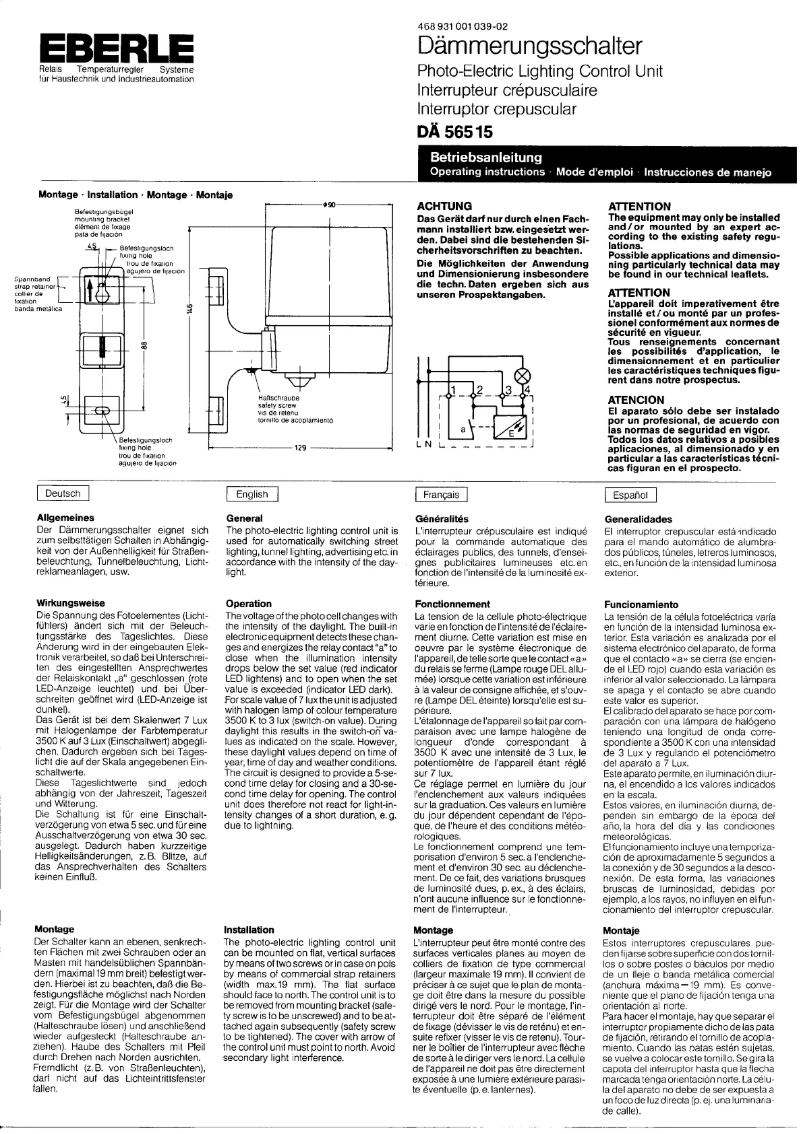 Image de la première page du manuel de l'appareil DA 56515
