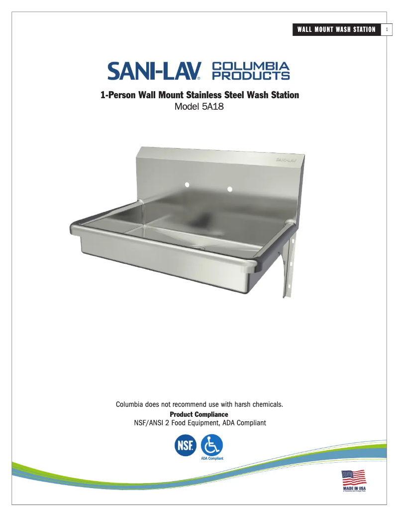 Page n°1 - Manuel utilisateur Sani-Lav 5A18