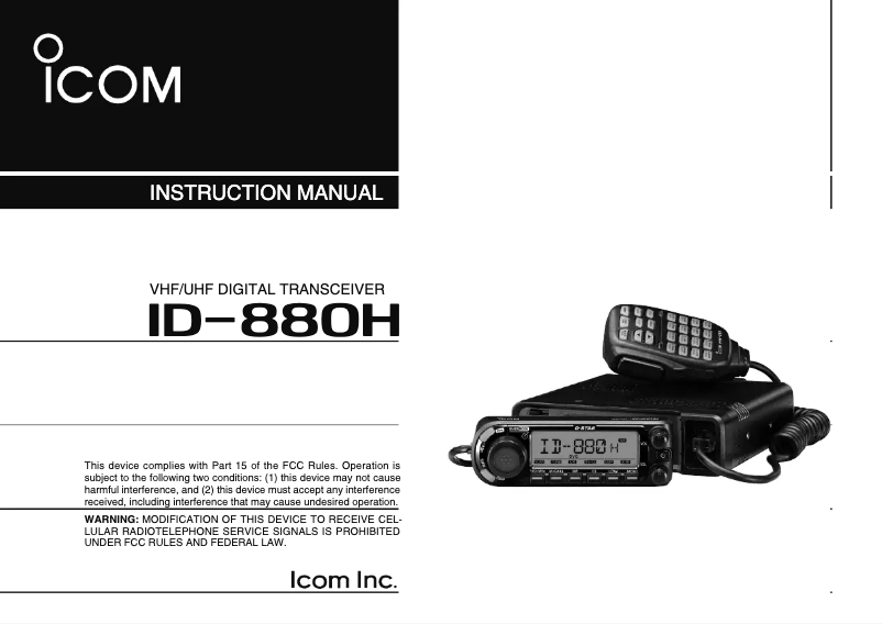 Page n°1 - Manuel utilisateur ICOM ID-880H