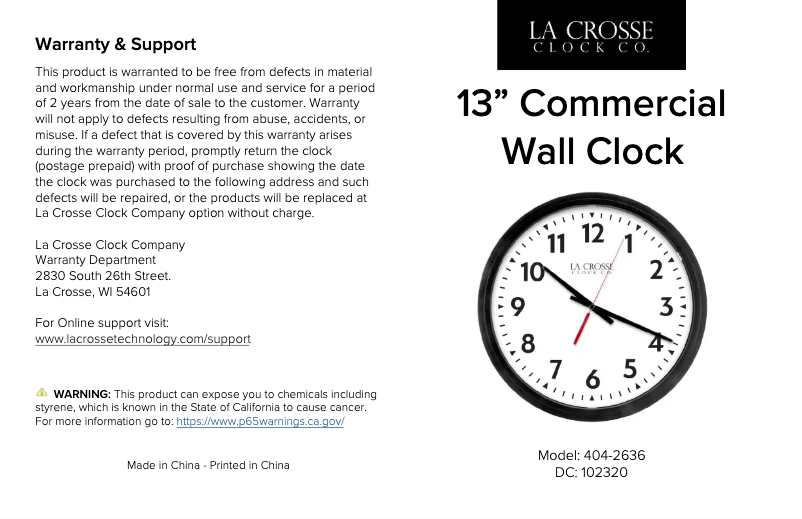Page n°1 - Manuel utilisateur La Crosse Technology 404-2636V2