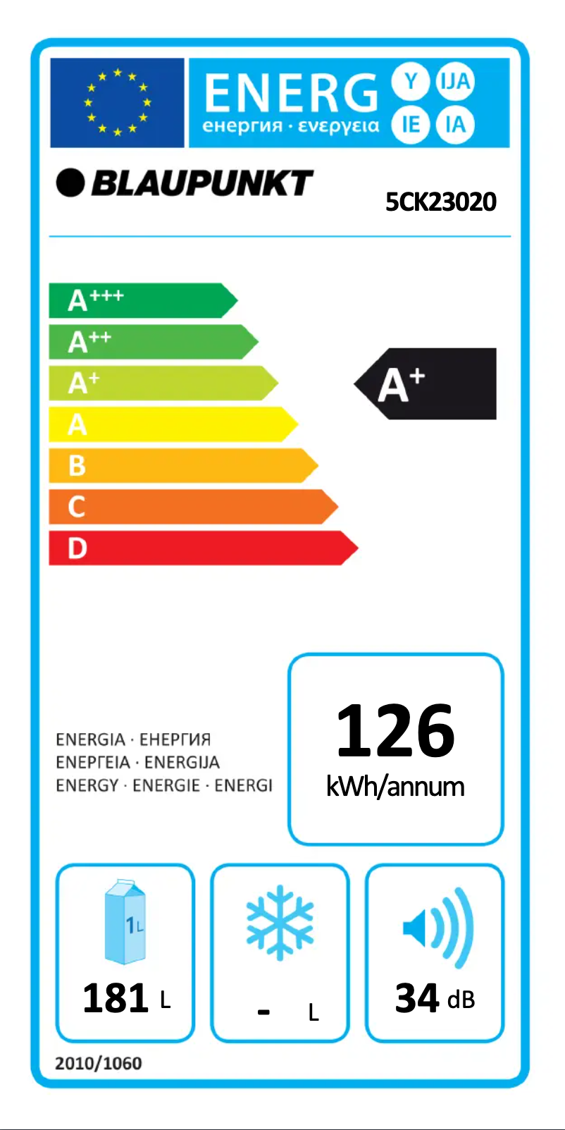 Page n°1 - Label énergétique Blaupunkt 5CK 23020