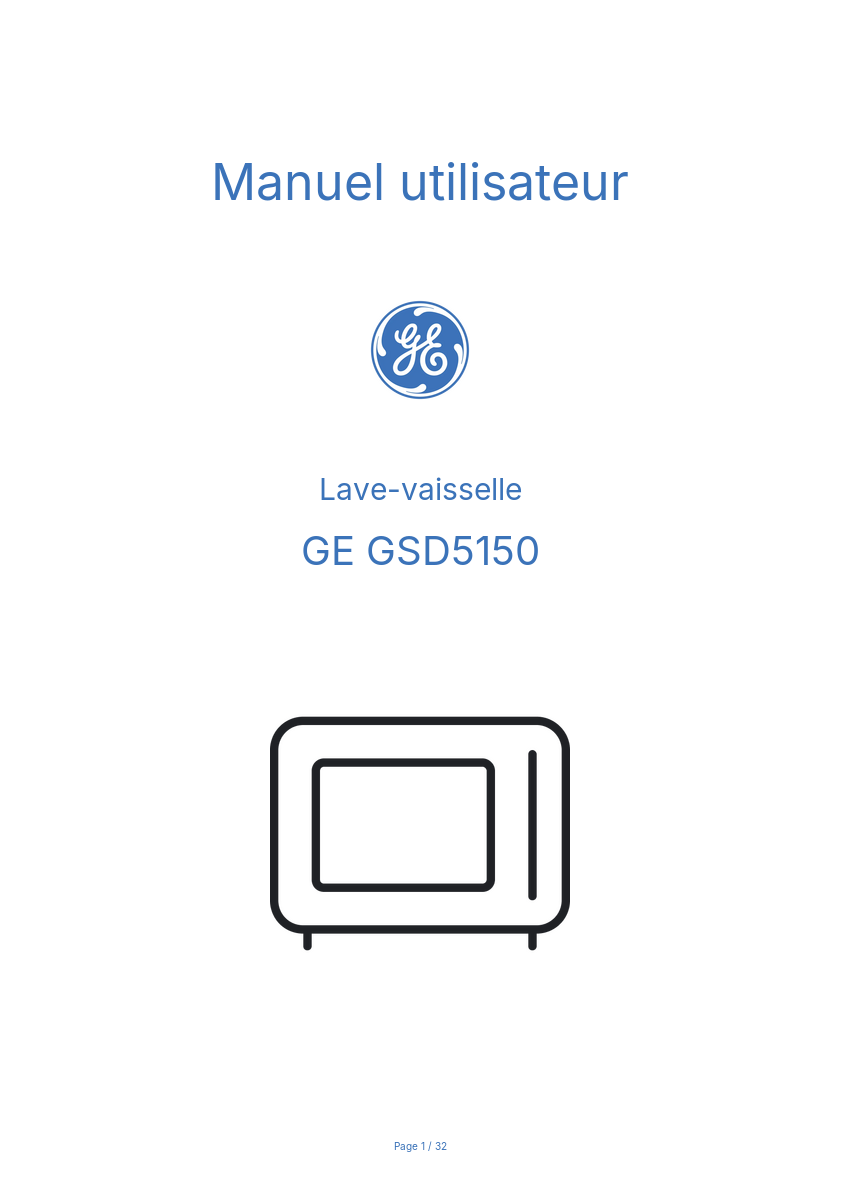 Page n°1 - Manuel utilisateur GE GSD5150