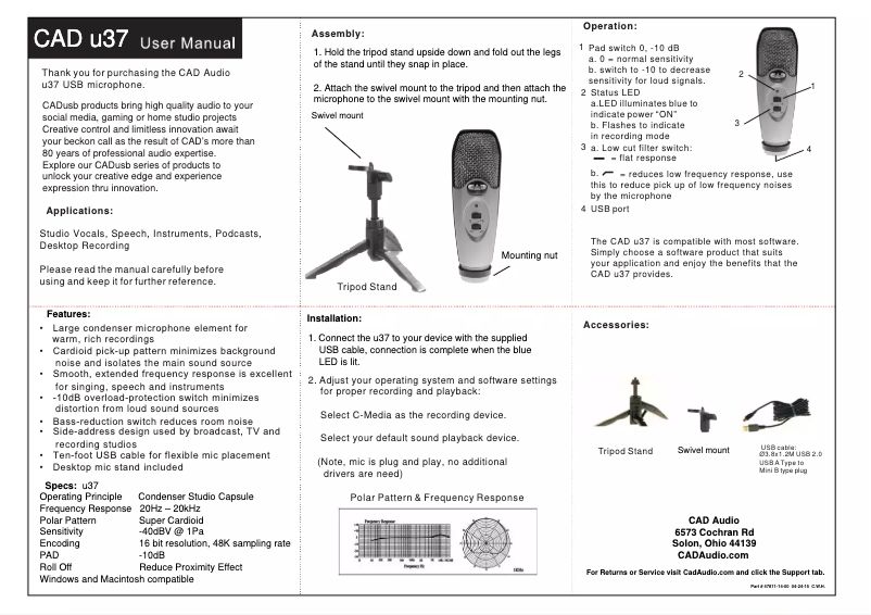 Image de la première page du manuel de l'appareil U37
