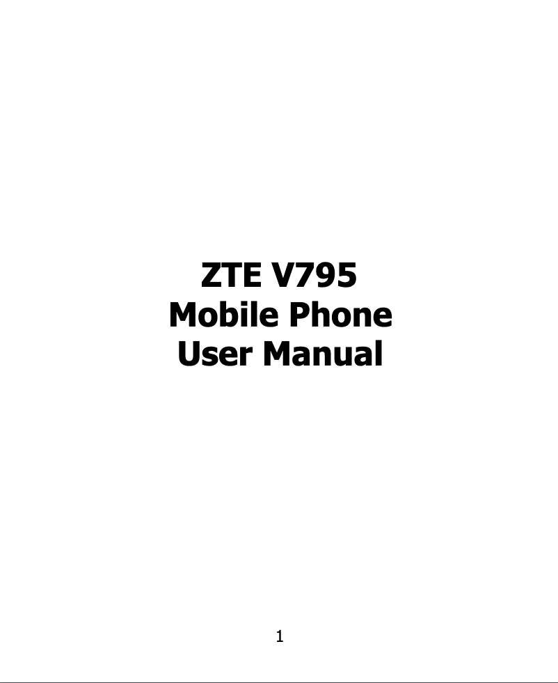 Page 1 de la notice Manuel utilisateur ZTE V795
