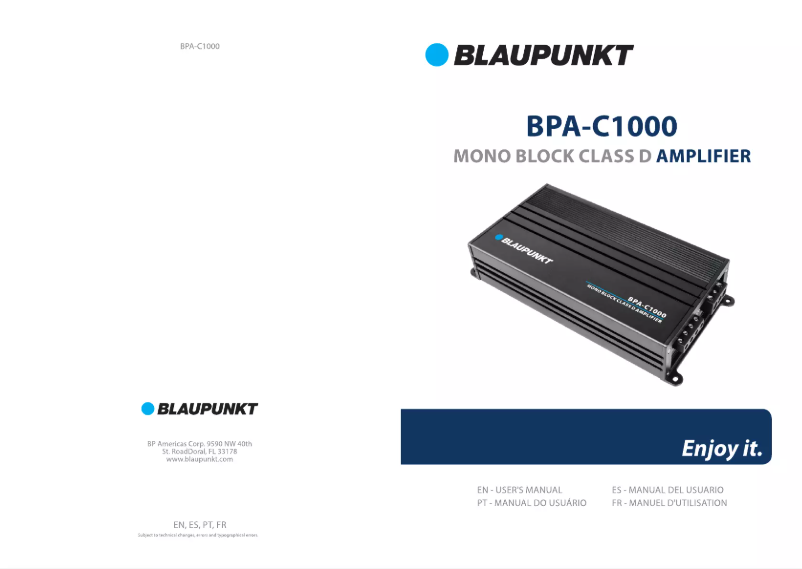 Página 1 del manual Manual de usuario Blaupunkt BPA-C1000
