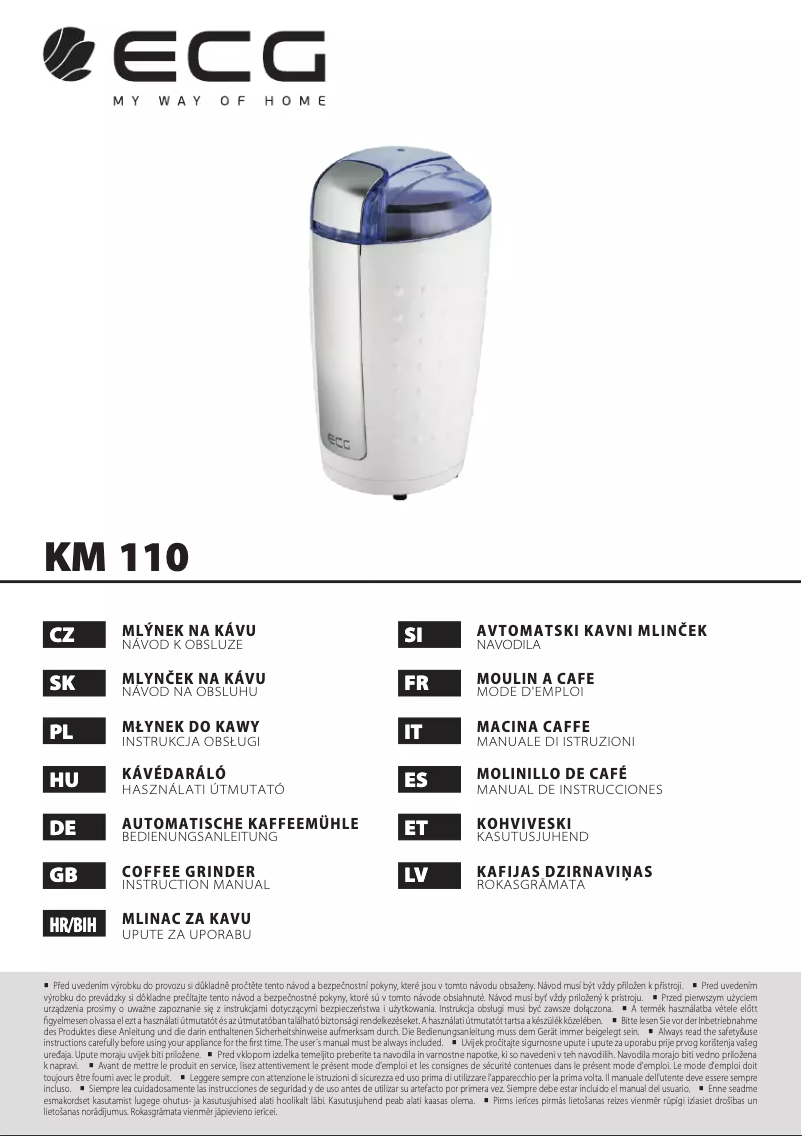 Image de la première page du manuel de l'appareil KM 110
