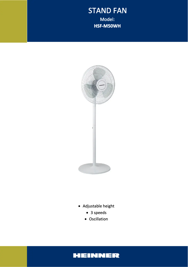 Page 1 de la notice Manuel utilisateur Heinner HSF-M50WH