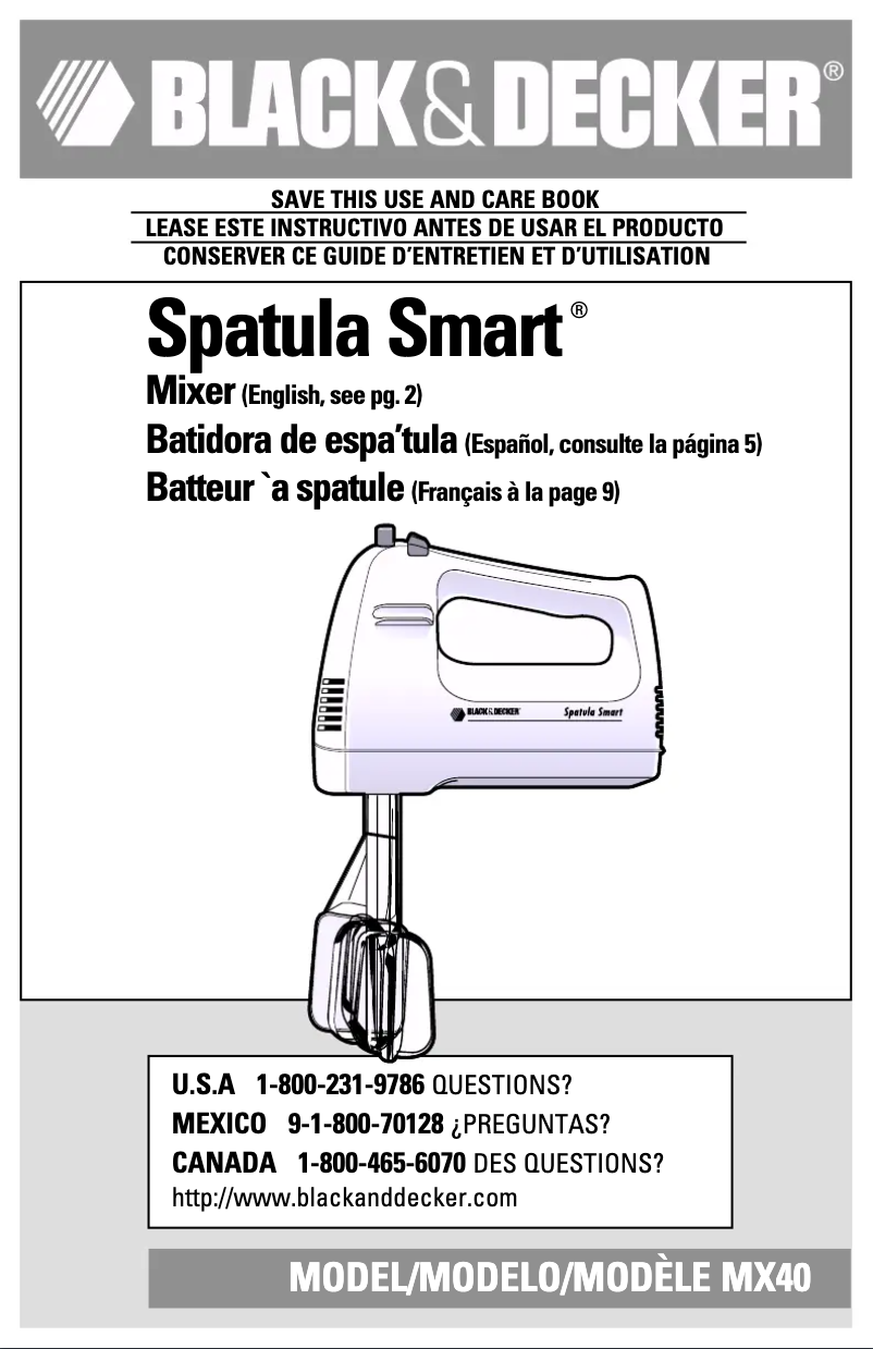 Page n°1 - Manuel utilisateur Black & Decker MX40