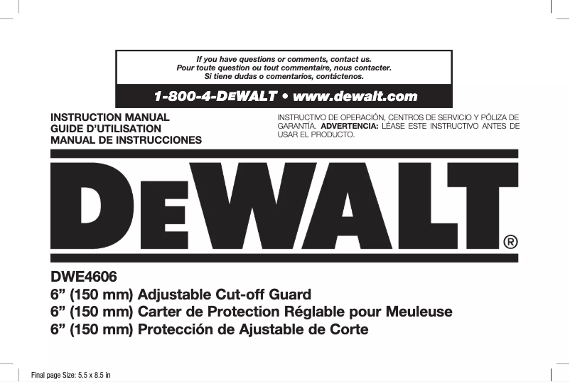 Page n°1 - Manuel utilisateur DeWalt DWE4606