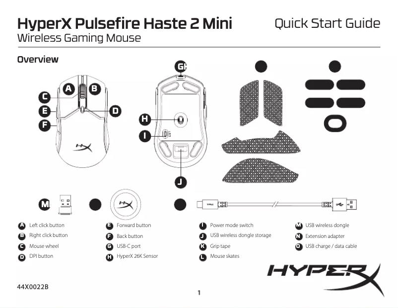 Page 1 de la notice Manuel utilisateur HyperX Pulsefire Haste 2 Mini