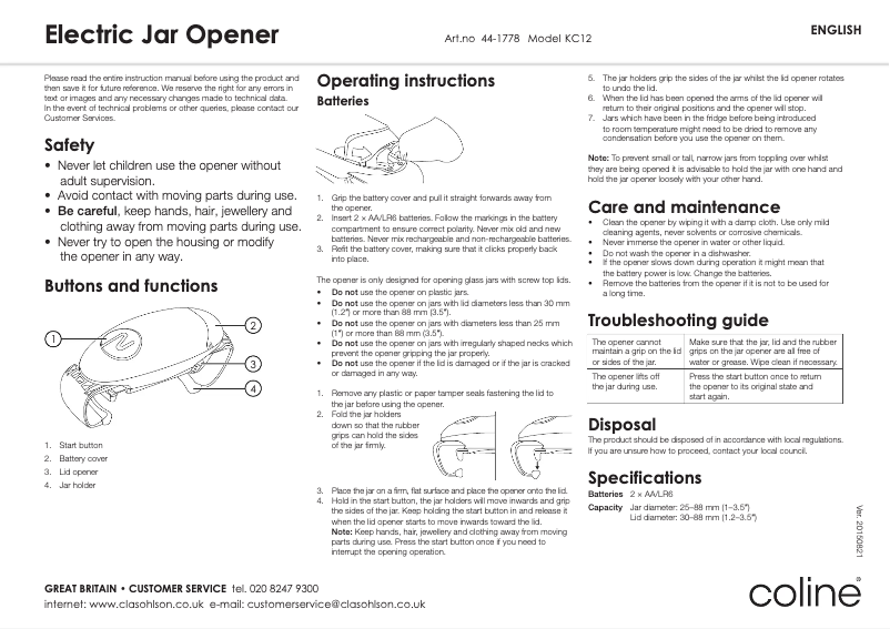 Image de la première page du manuel de l'appareil KC12