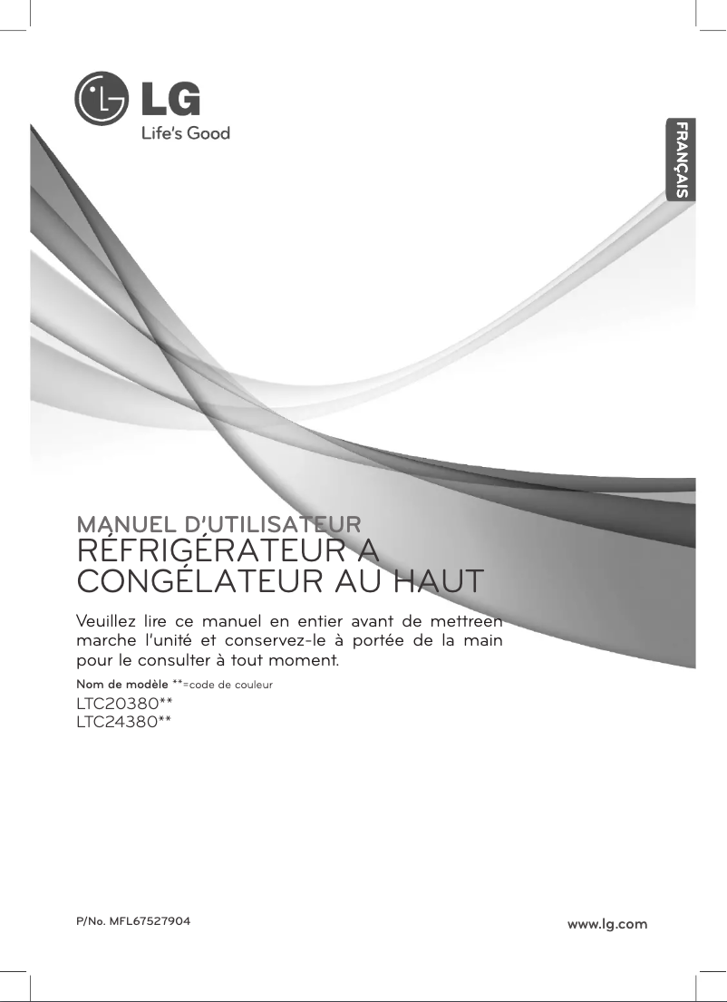 Page 1 de la notice Mode d'emploi LG LTC20380ST