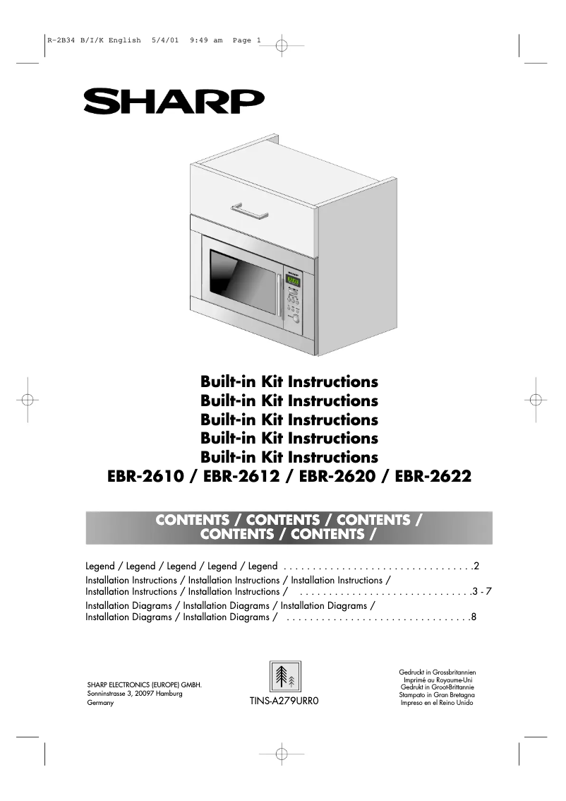 Page 1 de la notice Manuel utilisateur Sharp EBR-2612