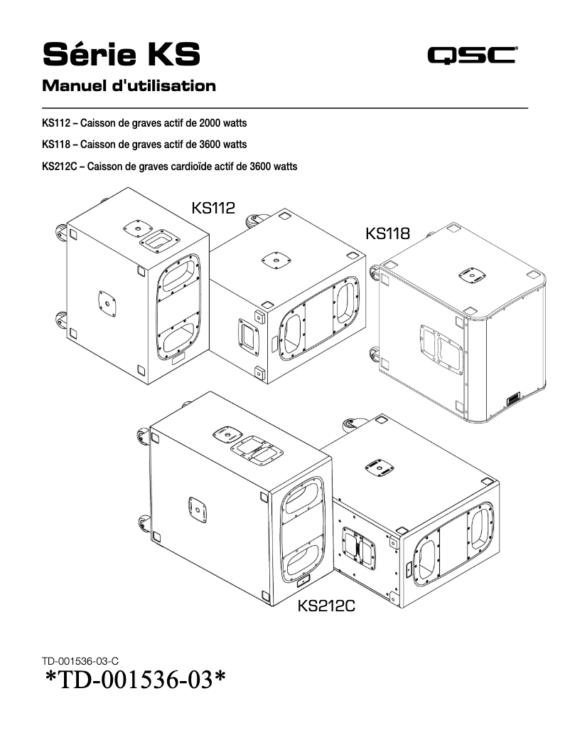 Page 1 of the manual User Manual QSC KS112