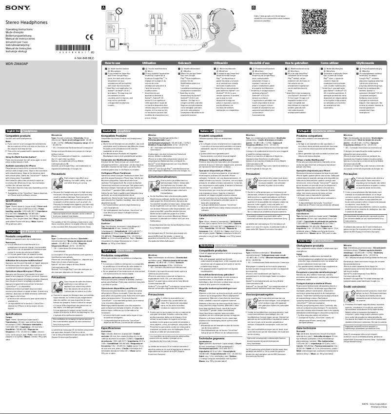 Image de la première page du manuel de l'appareil MDR-ZX660AP