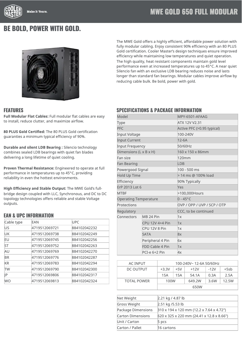 Image de la première page du manuel de l'appareil MWE Gold 650 Full Modular
