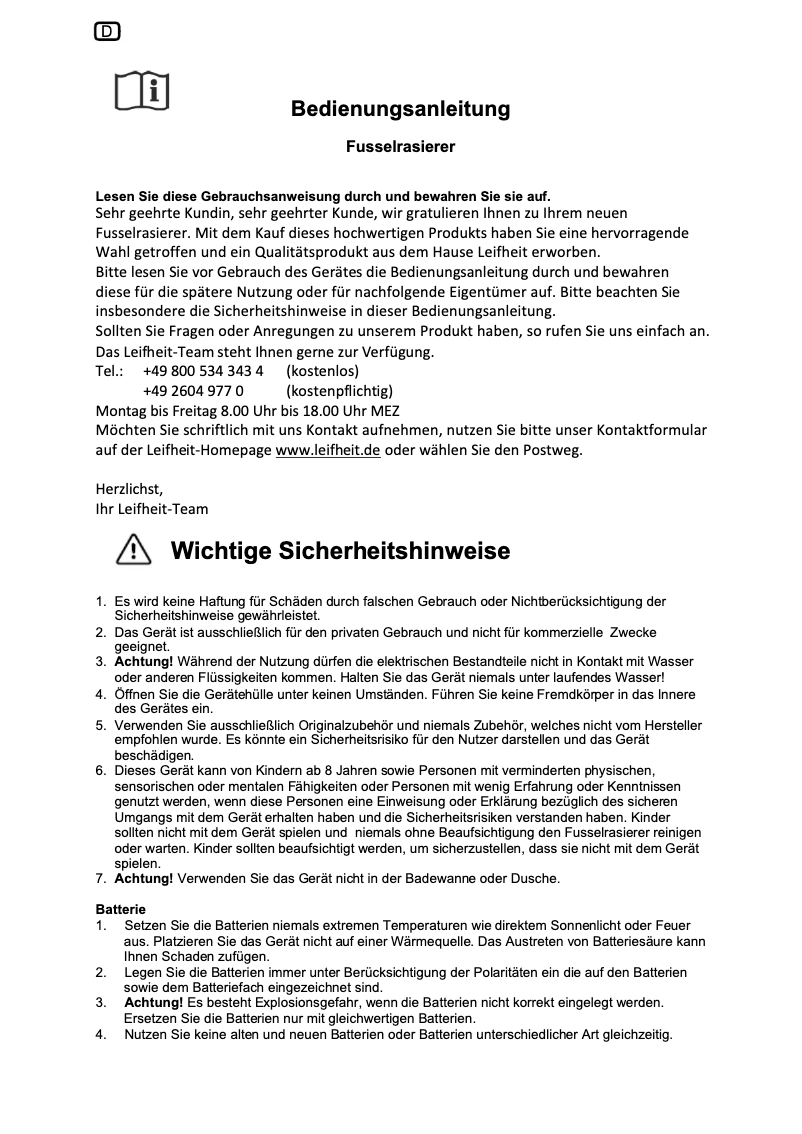 Page 1 de la notice Manuel utilisateur Leifheit 80029