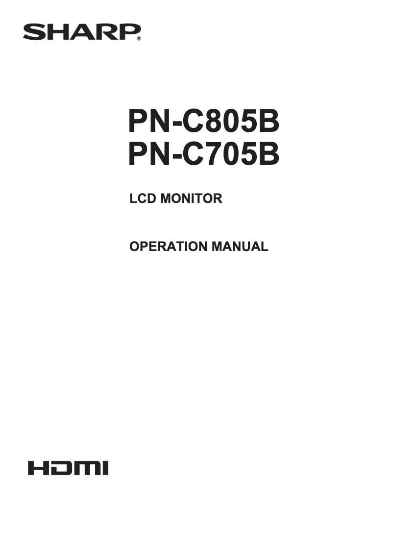 Page 1 de la notice Manuel utilisateur Sharp Aquos PN-C805B